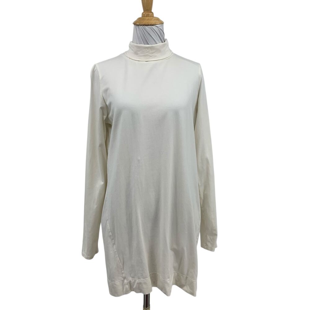 J Jill Shirt Womens S Small Ivory Luxe Supima Cotton Blend Turtleneck Tunic